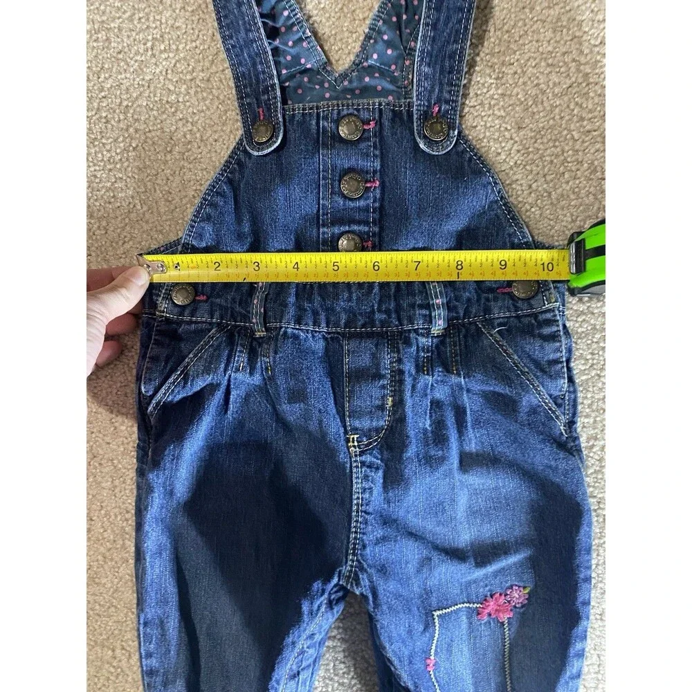 Genuine Baby by OshKosh Denim Floral Embroidered Overalls Size 9M